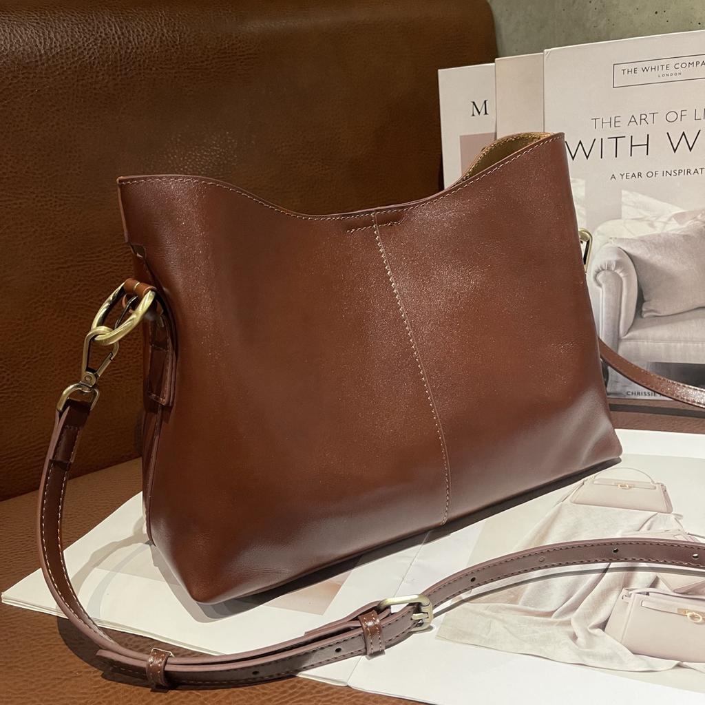 Women's Top Layer Leather Tote Bag 2025 New Style Women's Large Capacity Casual Single Shoulder Bag Genuine Leather Women's Bag