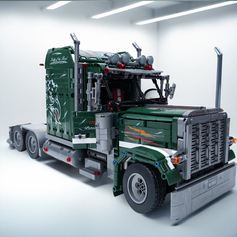 2105pcs Green American Truck Building Blocks Set - Challenging Assembly Toy for Adults, Perfect for Home Decor & Collectors