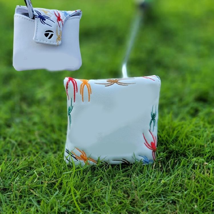 Golf Headcover Magnetic Closure Waterproofs Leather Texture Square Mallet Putters Magnetic Heel Shaft Golf Putter Cover