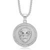 Europe, America, Jewelry, Gold-plated Diamond Round Brand Lion Head Pendant Fashionable and Exquisite Men's and Women's Jewelry Accessories
