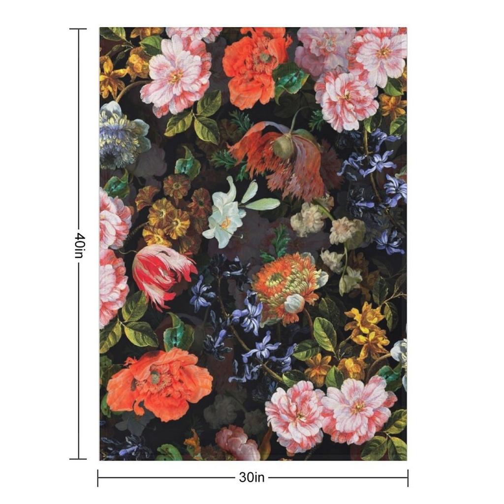 Antique Botanical Night Flower Botanical Night Garden I Throw Blanket Soft Thermal Summer Plaid Blankets