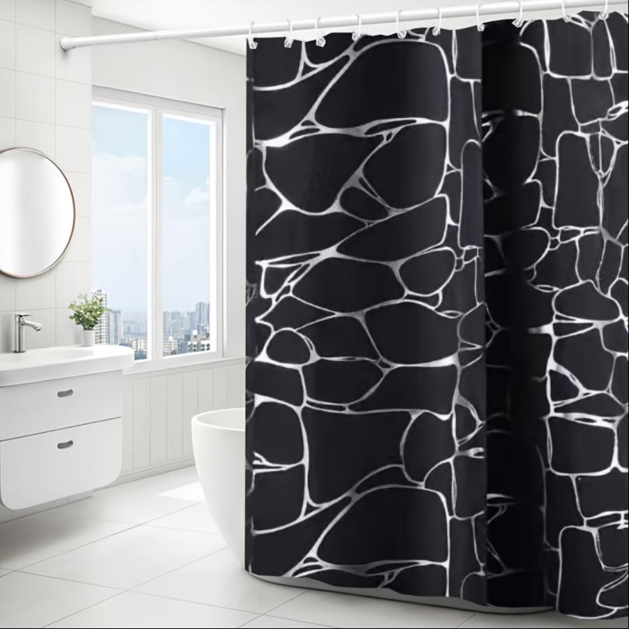 Minimalist Cute Shower Curtain With Hooks Waterproof Mildew Proof Easy Clean Install For Multi-scene Bathroom Bathtub Privacy