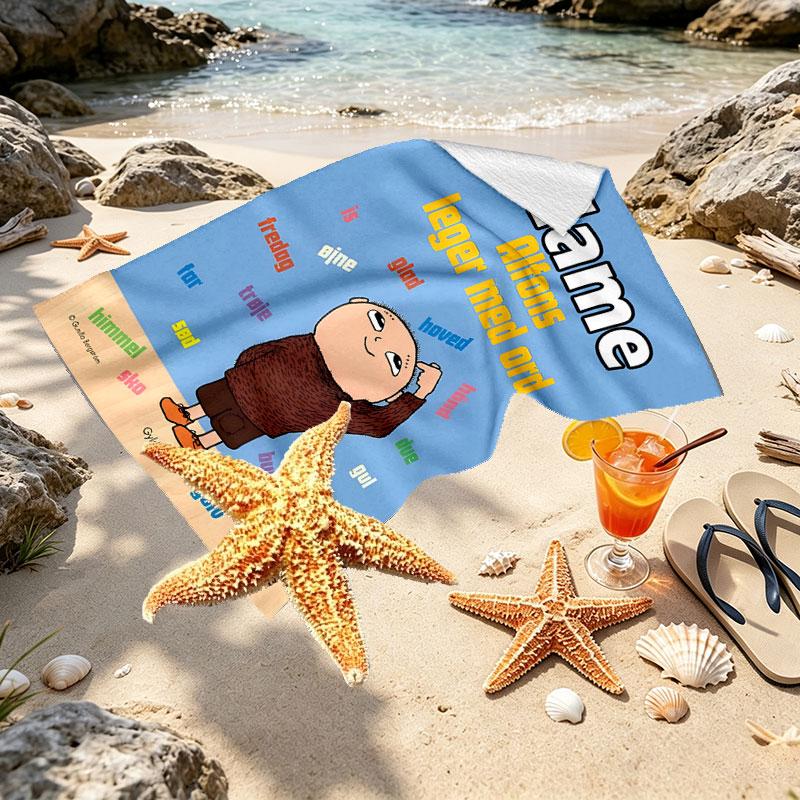 Custom Name Personalized Alfons Aberg Print Beach Towel, for Trip Camping Beach Party Home Decor, Birthday Gift for Family & Friends
