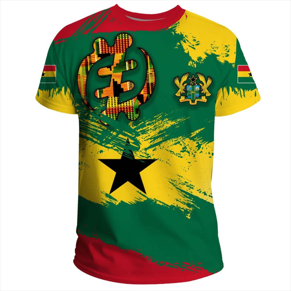 Summer New Tigre African Country Flag Men's Print T-Shirt Ghana National Emblem Pattern Casual Oversized Tshirts Male Clothing