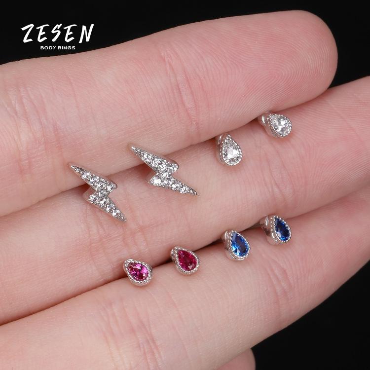 European-American Style Rhinestone Lightning Stud Earrings