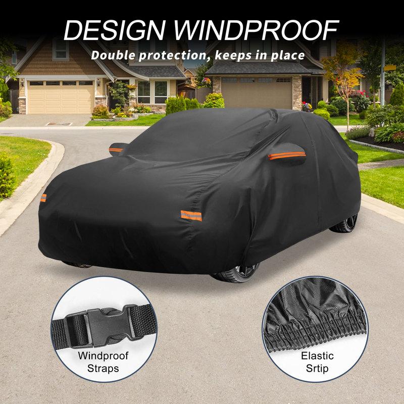 Motoforti Car Cover Outdoor Waterproof Sun Rain Hail Protection with Left Side Door Zipper 210D-PU for Subaru WRX Sedan