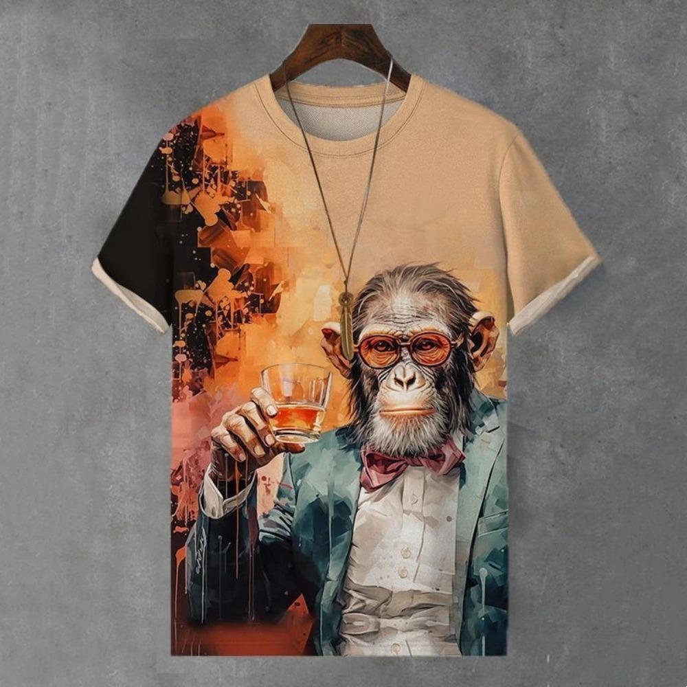 3D T-shirt Men's Cat Printed Comfortable Short Sleeved Comfortable Versatile T-shirts Fashionable