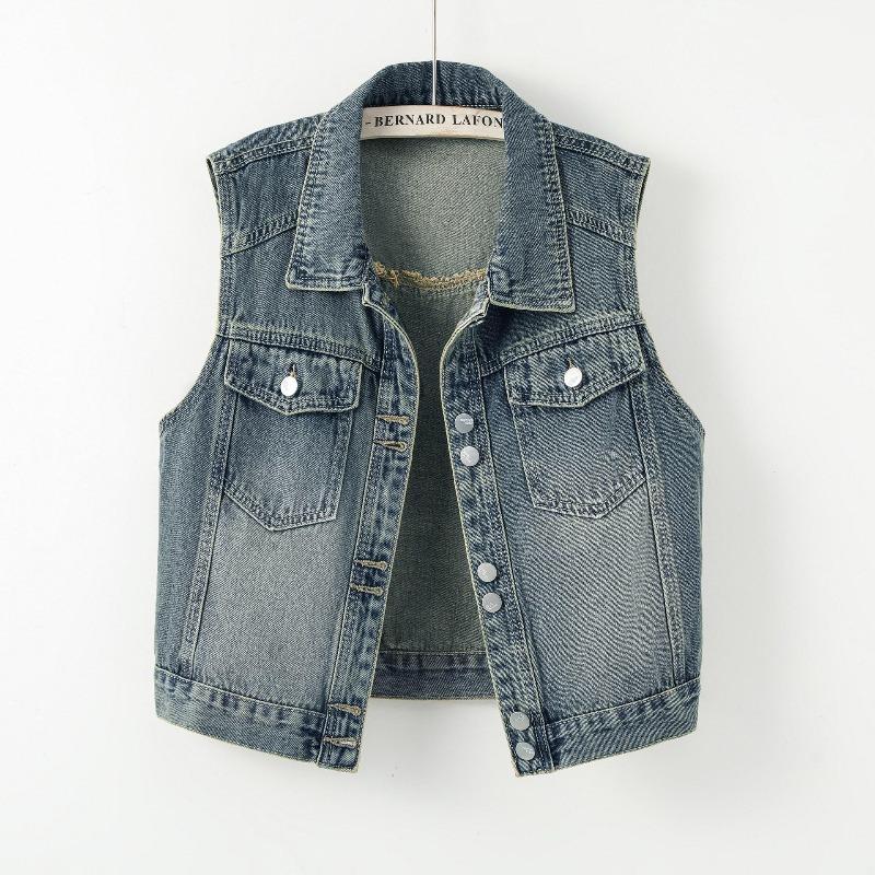 Hong Kong Style Retro Slimming Sleeveless Women's Vest - European & Korean Inspiration for Petite Spring/Autumn Wear
