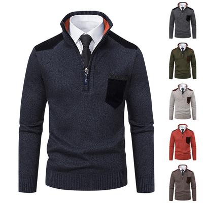 Lässiger Rollkragenpullover für Herren im Herbst und Winter, gestrickt, einfarbig, dekoratives Muster