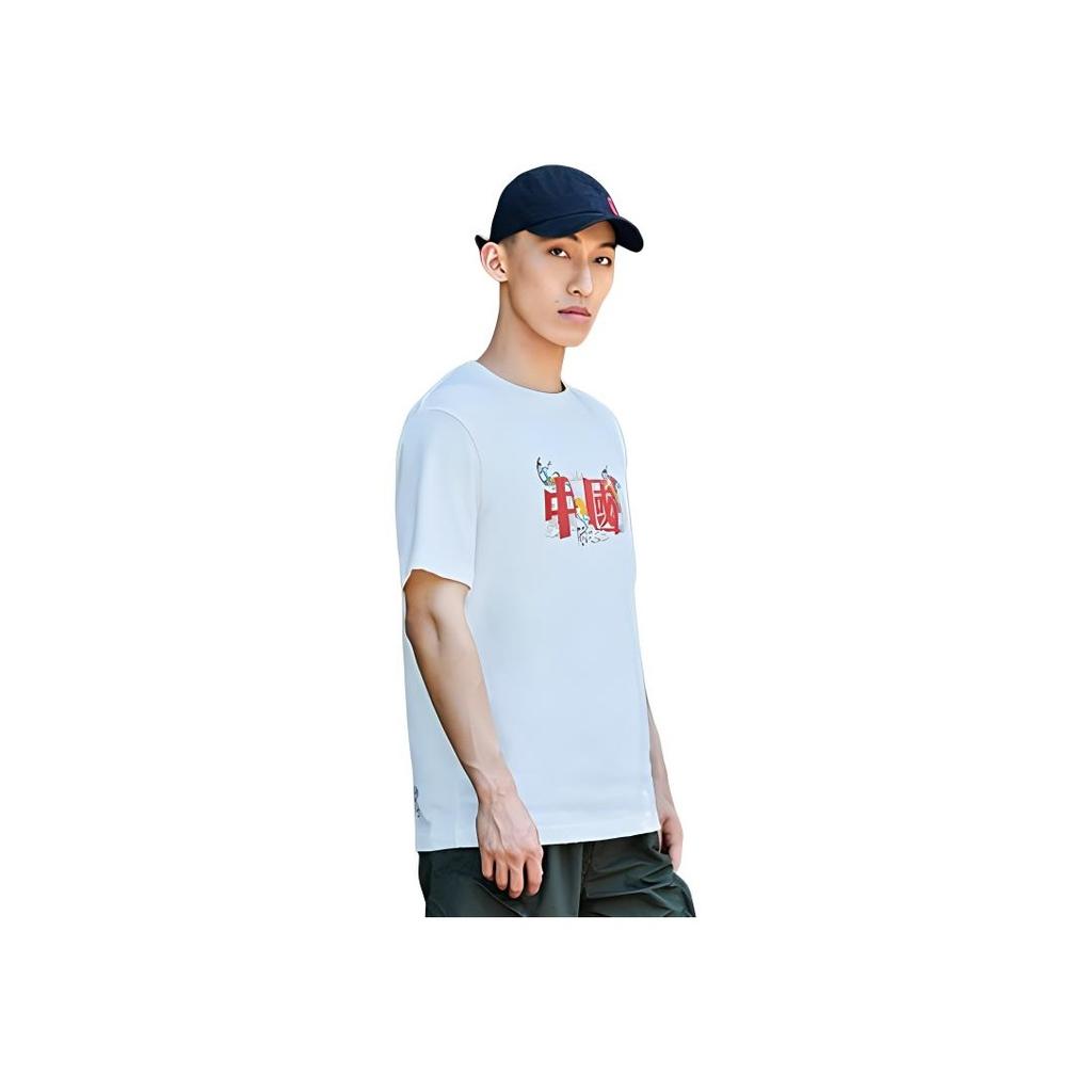 Li-Ning Sports Trend Series Auspicious Clouds Fairy Print Round Neck Casual Short Sleeve T-Shirt Men Tops AHSSA19-1