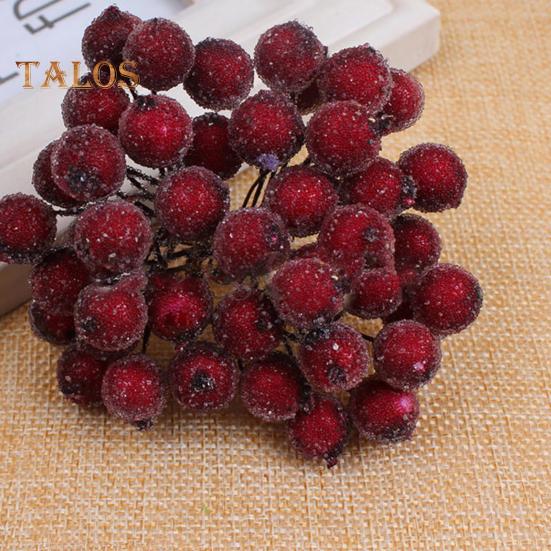 ALL-FASHION-MALL 1 Bukiet Mini Świąteczna Pianka Matowe Owoce Sztuczna Holly Berry