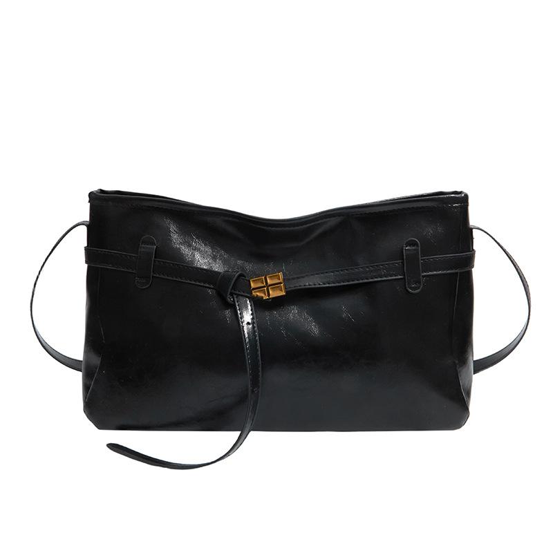

Fashion retro soft surface bag messenger bag women s new commuter versatile high-end shoulder bag underarm bucket bag чёрный