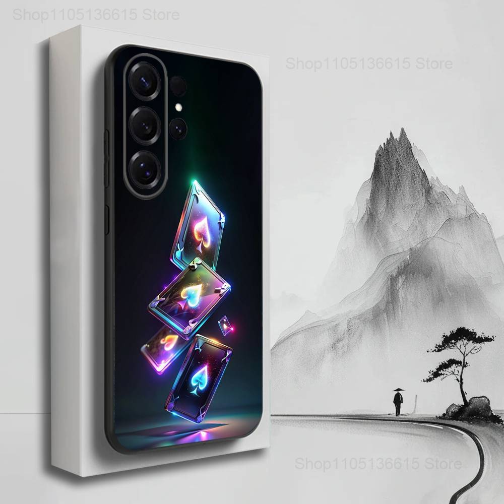 Poker Dream Ace Phone For Samsung S22,S25,S24,S23,Ultra,FE,Plus,S21,S20,S10,S9,Lite,Soft Silicone Black