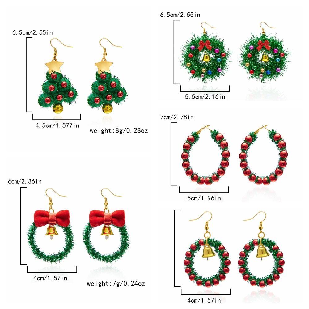 1Pair Christmas Tree Wreath Earrings Bell Xmas Dangle Earrings Fashion Christmas Earrings  Girls