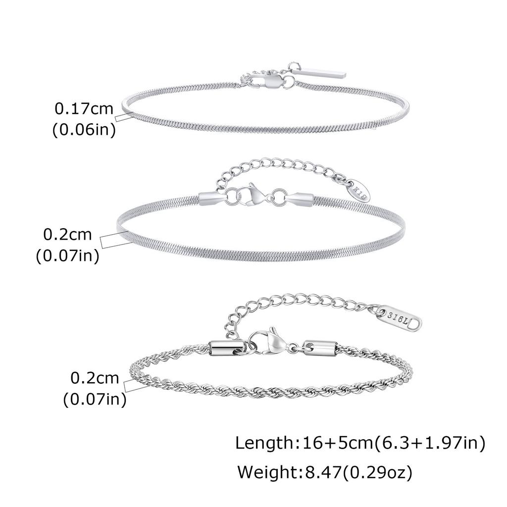 Men's Thin Chain Bracelet,Never Fade Stainless Steel Adjustable Wristband,Minimalist Hip Hop Jewelry Gift