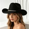 Ladies Rhinestone Fringed Hat Bridal Wedding Music Party Jazz Hat Brown Felt Western Cowboy Hat