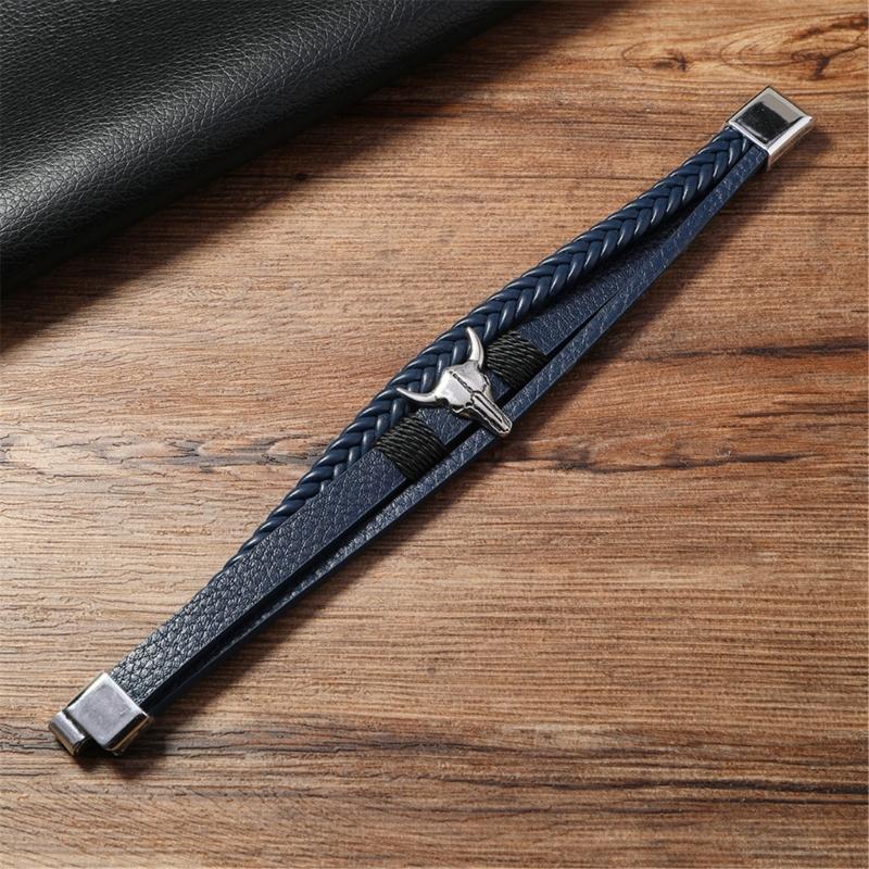 Unisex PU Leather Wristband Lightweight Retro Style Bracelet Daily Comfort Handmade PU Leather Chain Bracelet