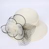Ladies sun hat spring mesh exquisite handmade big flower top hat summer sun hat retro outdoor gauze hat