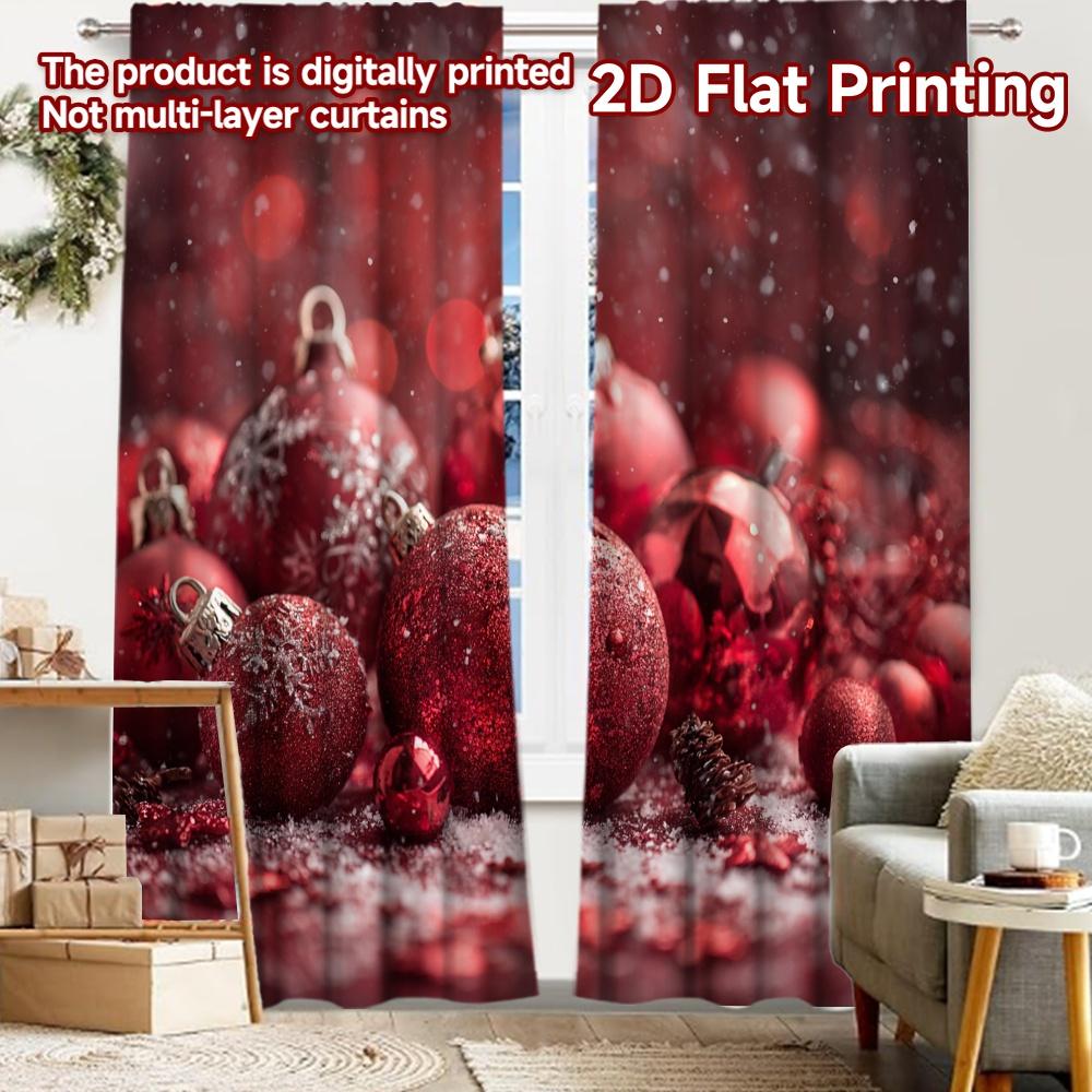 2pcs, 2D FLAT PRINTING Curtains (Without Rod) Festive Wonderland Modern Fashionable Curtainments during the Christmas holiday