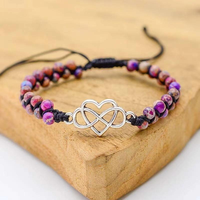 Popular Jewelry Hand-woven Double-layer Emperor Turquoise Bracelet Love Alloy Accessories Stone Bracelet