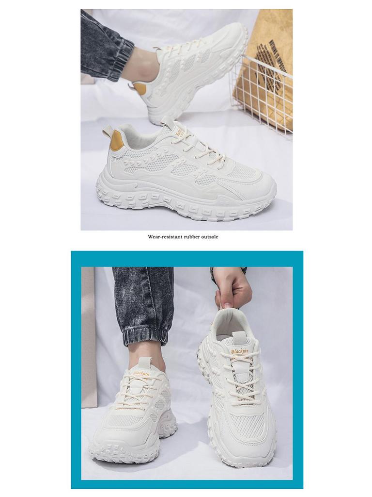 Men's Trendy Spring Mesh Sneakers - Breathable, Thick-Soled, Non-Slip Casual Dad Shoes