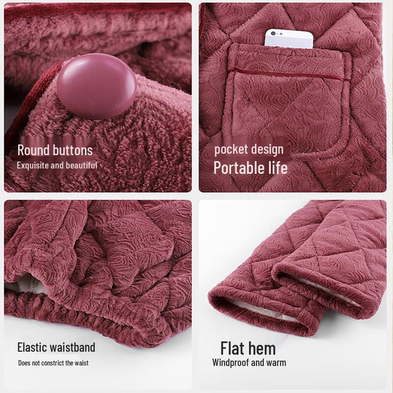 Langsang Women's Elderly Winter Quilted Thermal Pajama Set