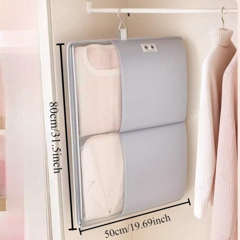 1Pc Special Hanging Compression Storage Bag For Down Jackets, Wall-Mounted Mesh Bag With Metal Hook For Home Wardrobe, Hanging Bag For Large Garments
