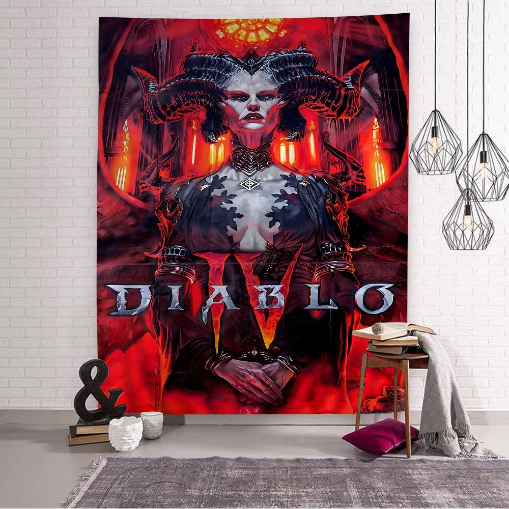 

RPG Game Diablo 4 Anime Tapestry Hippie Flower Wall Carpets Dorm Decor Cheap Hippie Wall Hanging 74x94cm(29x37in)
