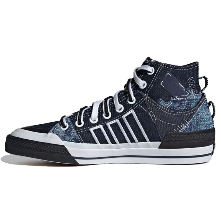 Adidas Originals Nizza Hi Dl Canvas Denim Breathable Mid-Top Sneakers Unisex Sneakers Blue White GV9917