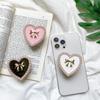 Mobile Phone Holder Electroplated With Heart-shaped Metal Three-dimensional Bow Desktop Creative Support Stable Portable Ring Buckle