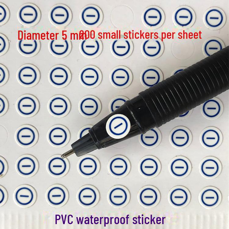 5mm PVC Electrical Polarity Label Stickers, Red/Blue, 200 Per Sheet