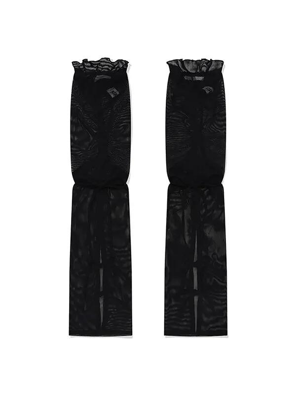 Ribbon Summer Leg Warmers [Black]