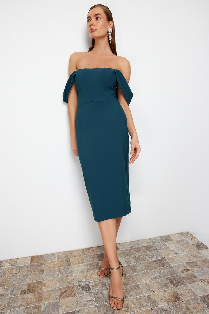 Damenkleid der neuen Saison, modisches Saks-tailliertes, gewebtes Korsett, detailliertes, elegantes Abendkleid