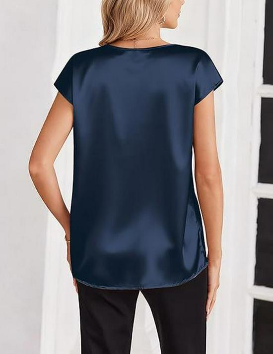 2026 Vår/Sommar Elegant Silke V-ringad Kortärmad Dam T-shirt