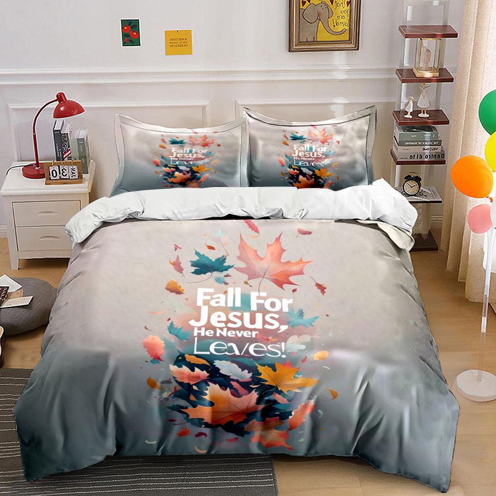 Autumn-Themed Christian Decor Set Kid'S And Adults' Bedroom Decor, Exquisite Three-Piece Bedding Set Gift