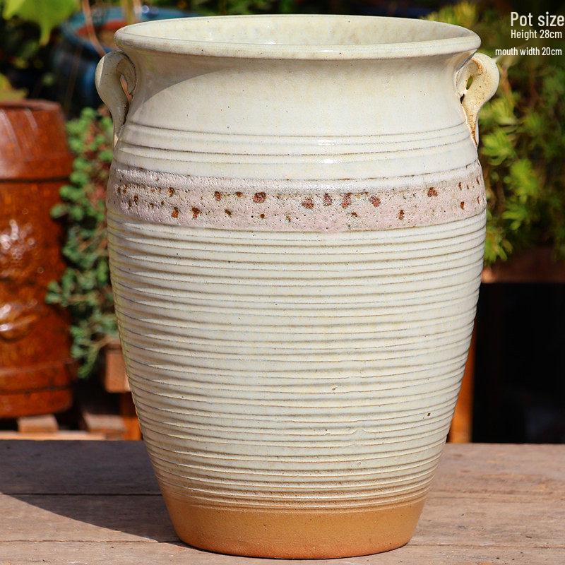 Retro Ceramic Zisha Pot: Large Succulent Planter with Rustic Personality