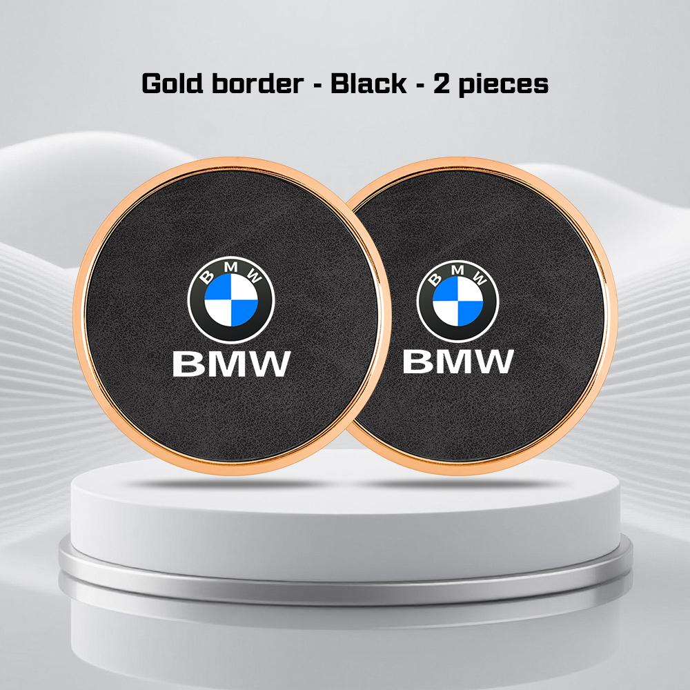 For BMW X1X2 X3 X5X4 X6 X7 1 3 5 7 Series F40 E90 G20 G30 i7 i8 2Pcs Leather Car Coaster Anti-slip Pad Water Cup Mat Accessories ulbn07