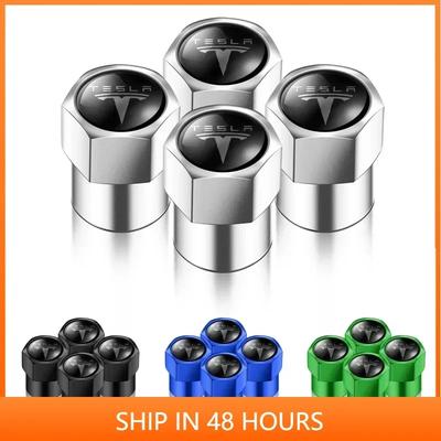 4Pcs Metal Car Logo Wheel Tire Hex Valve Caps Stem Case Covers For Model 3 Model X Y Style MODEL S ROADSTER Accessories