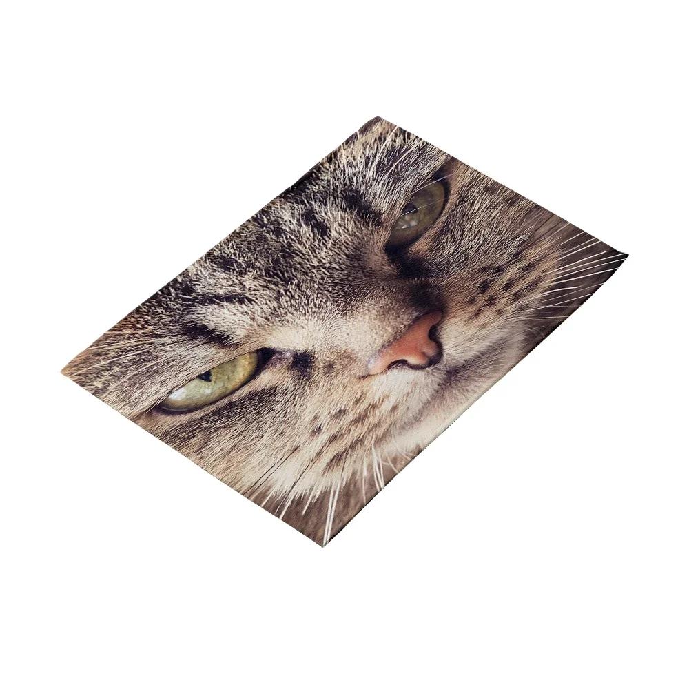 Tryckt Söt Kattansikte Bordstablett Halkfri Värmetålig Tvättbar Köksbord Tallrik Skål Underlägg Barnens Duk