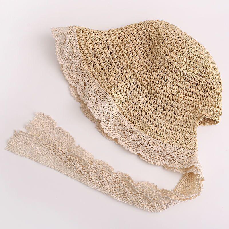 Baby Girl Cap 43-53cm 0-6 Years Children Panama Hat Lace Baby Hat Summer Straw Bow Beach Baby Sun Hats and Caps for Kids 1PC