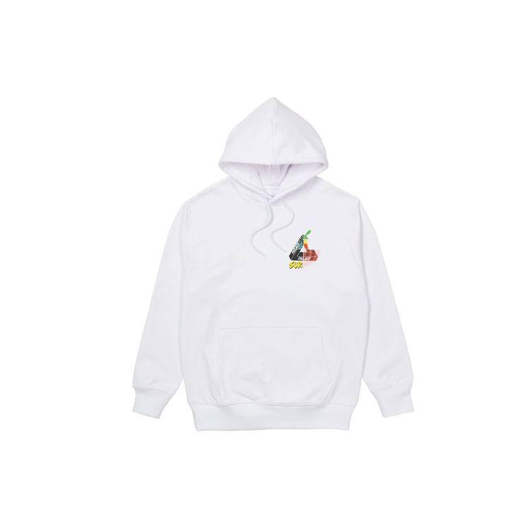 Palace Max Up Triangle Logo Print Hoodie Unisex Tops White P20HD035