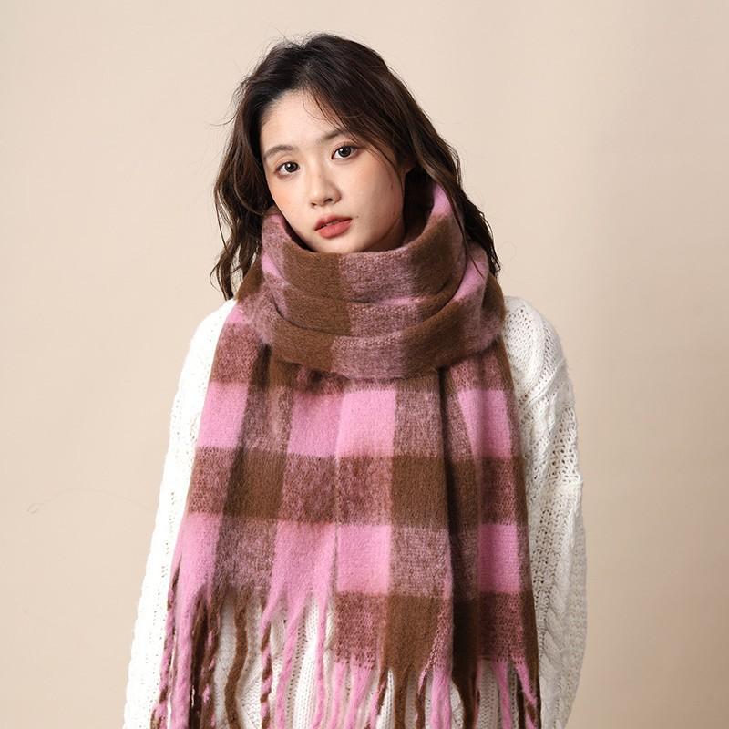 Scarf women's autumn and winter new plaid thickened shawl high-end atmosphere warm scarf