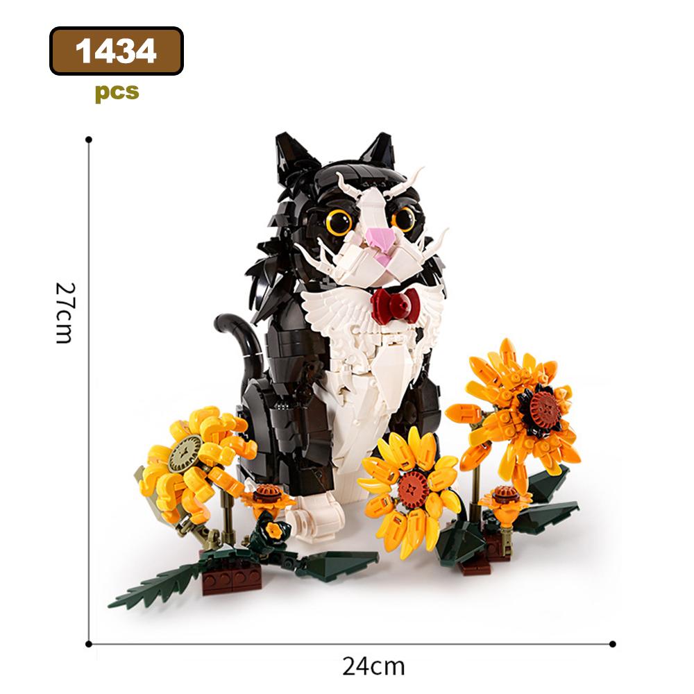 Non-Toxic Moc Rabbit Cat Model Building Blocks Creative Countryside Carrots Sunflowers Desk Ornament Assembly Animal Brick Toys Kids Gifts