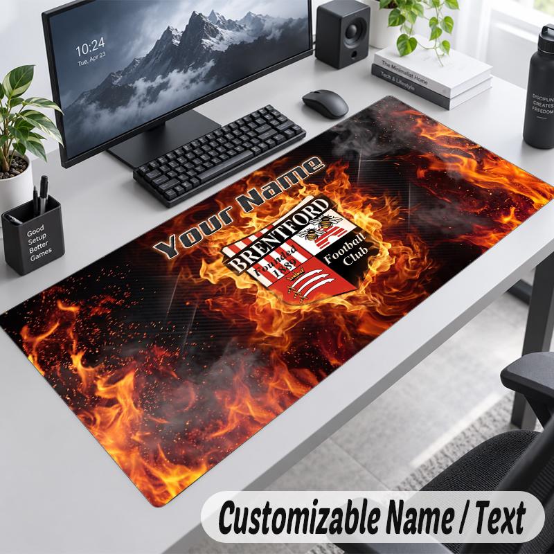 Custom Name Text Mouse Pad Brentford Football Personalized Desk Pad For Work And Gaming