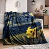 1Pc Pikachu Starry Sky Flannel Blanket, Soft And Comfortable, Casual Warm, Camping Travel, Christmas, Halloween Xmas Gift N1124