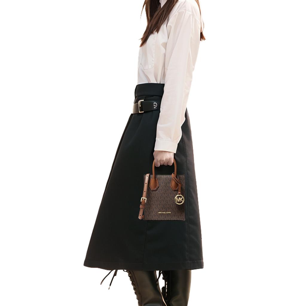 Michael Kors Mk Mercer Monogram Accordion Crossbody Tas Dames Handtassen Eikel-Bruin 35T1GM9C0I-200