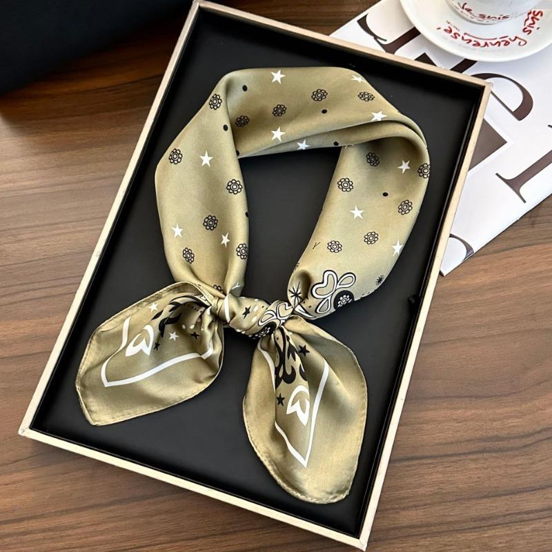 Polka Dot Silk Scarf Square Scarf High-end New Versatile Decorative Scarf Scarf Scarf Neck Cashew Flower Scarf Shawl Can Be Used As a Tube Top