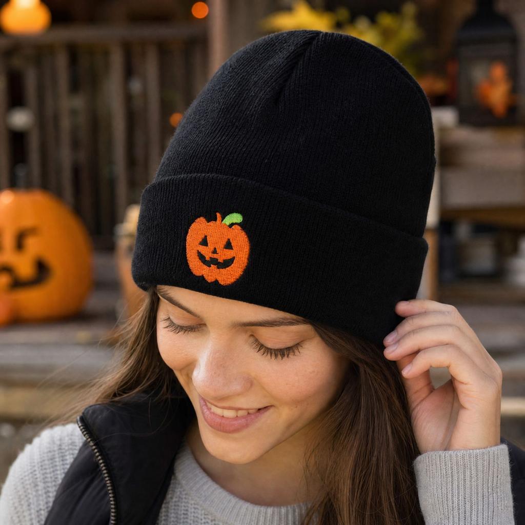 Halloween Pumpkin Pattern Knit - Warm Winter Cycling Hat for Cold Outdoor Sports