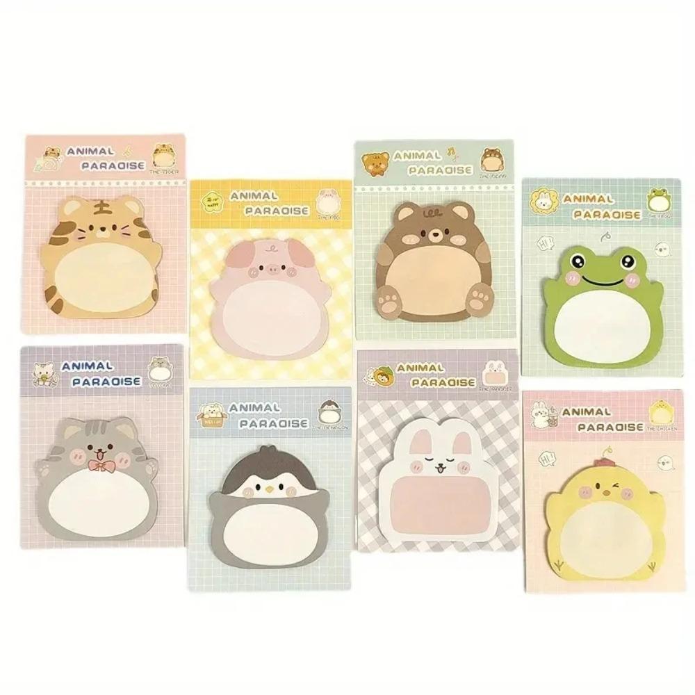 8pcs Can Stand Up Cartoon Small Animal Special-shaped Sticky Notes Office Simple Shape Creative Sticky Notes Cute Note Paper