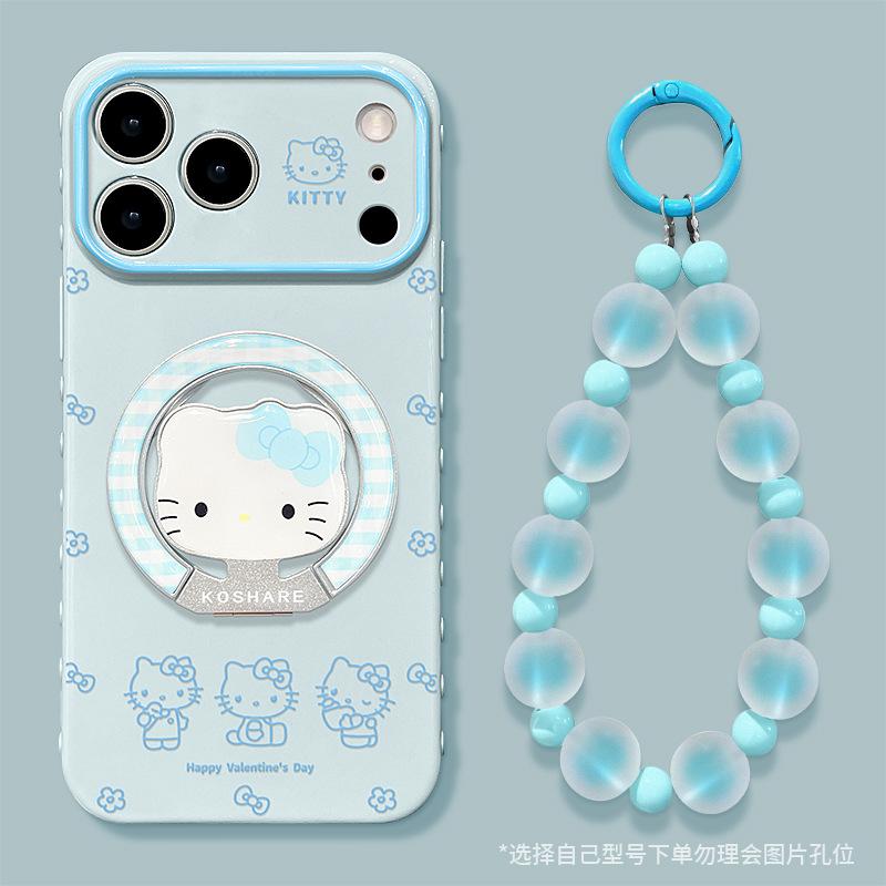 Applicable to Apple 11promax mobile phone case 11 bracket bracelet iphone11 cute flower cat 11 large window